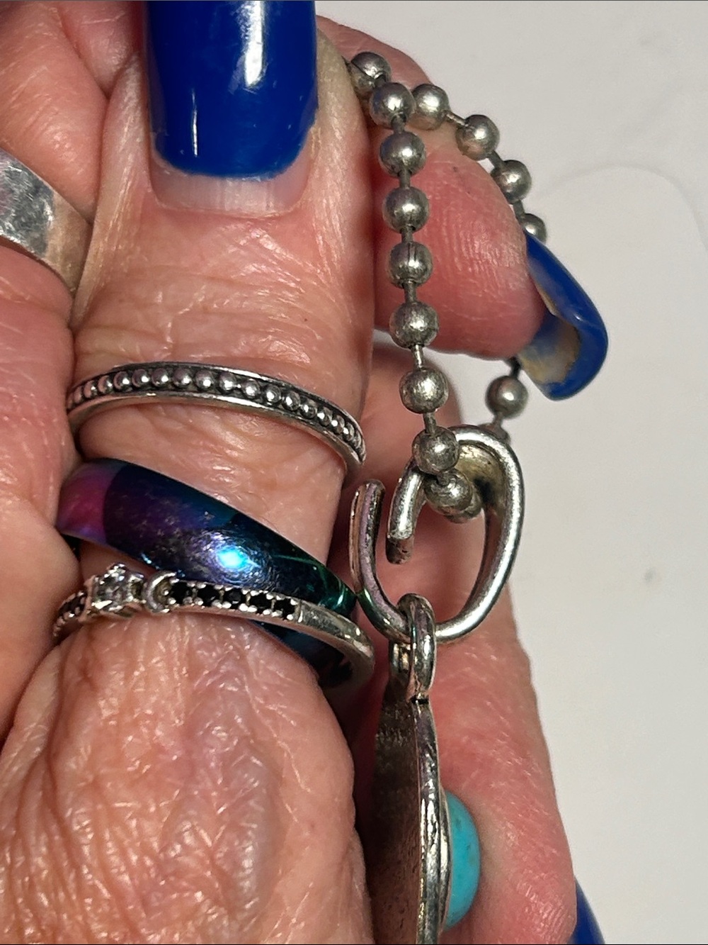 Southwestern Turquoise Cactus Pendant Necklace - Silver Tone - Picture 7 of 11